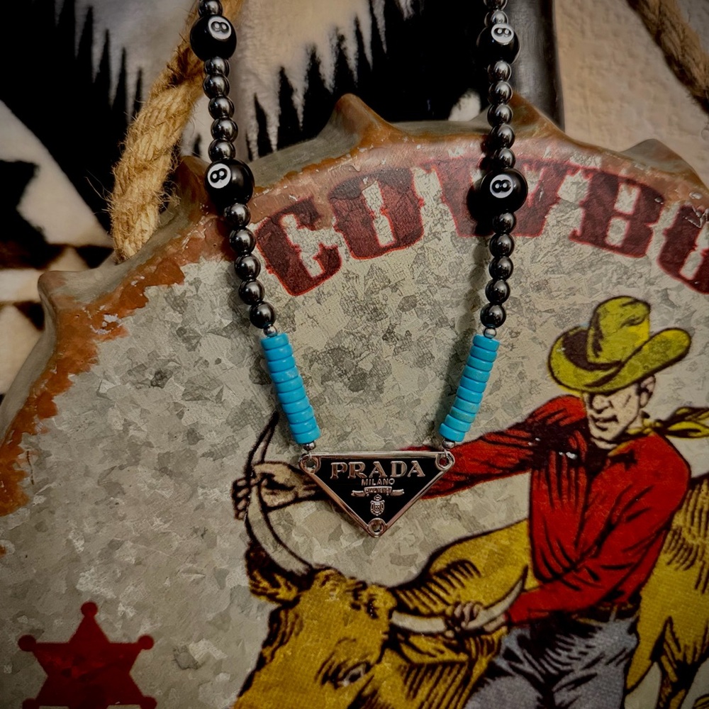 Prada Necklace with Turquoise and Black Accents